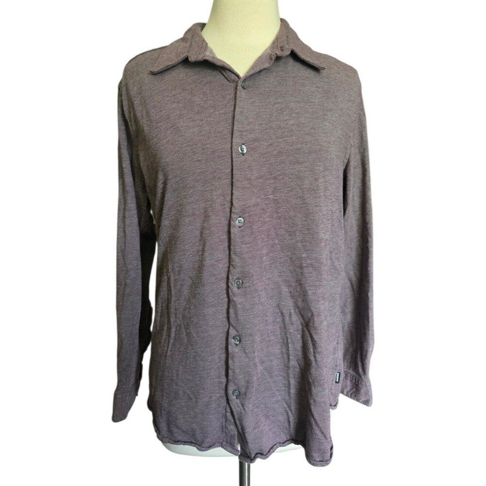 DKNY Men's Knit Long Sleeve Button Down Sport Shirt - L